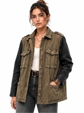 Second Female M waxed cotton barn jacket distressed utility military olive brown